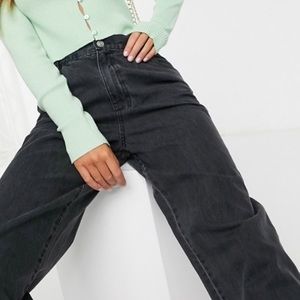 ASOS DESIGN Lightweight Mom Jeans In Washed Black
